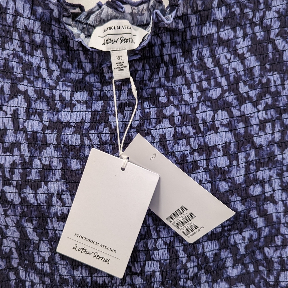 & Other Stories Blue Floral Blouse | size 0 | NWT - Picture 3 of 4